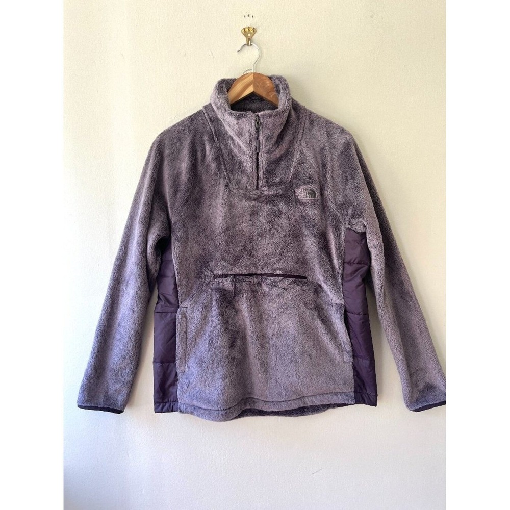 The North Face Sz L Purple Osito Hybrid Fleece Jacket Zip Pullover Pockets - Picture 1 of 13